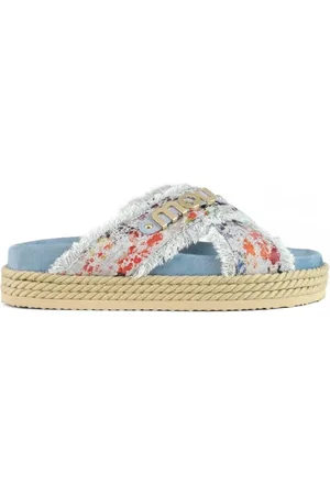 Mou Buty, Kobieta, Wielobarwność, 36 EU, Denim, Sandały z Denimu i Krzyżującymi się Linami