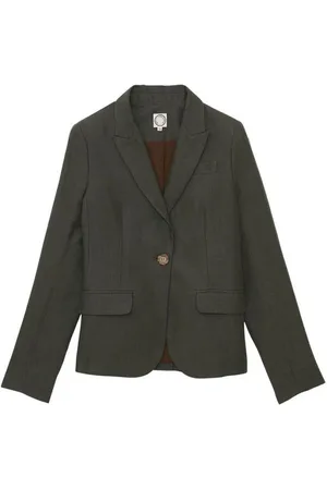 Inès de la Fressange Kurtki, Kobieta, Zielony, L, Len, Ciemnozielona Kurtka Nicoletta z Lnu