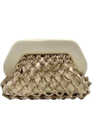 THEMOIRÈ Torebki, Kobieta, Żółty, ONE SIZE, Złote Węzły Clutch Bag Wegańska Tkanina