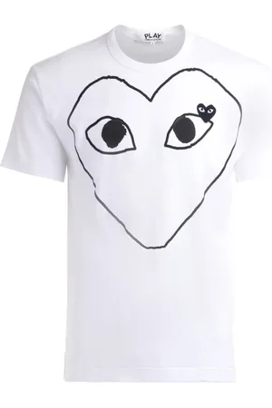 Comme des Garçons Koszulki, Mężczyzna, Biały, L, Biała Bawełniana Koszulka z Sercem na Przodzie