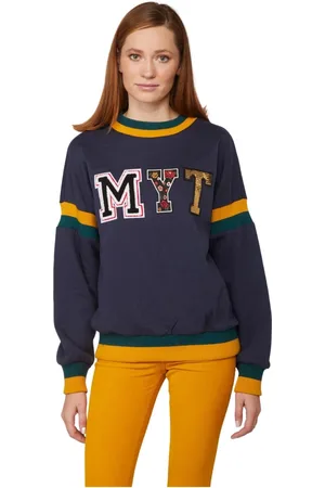 Twin-Set Bluzy, Kobieta, Niebieski, L, Colorblock Sweatshirt MYT