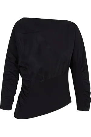 Cortana Bluzki, Kobieta, Czarny, M, Top Patchwork z Asymetrycznym Designem