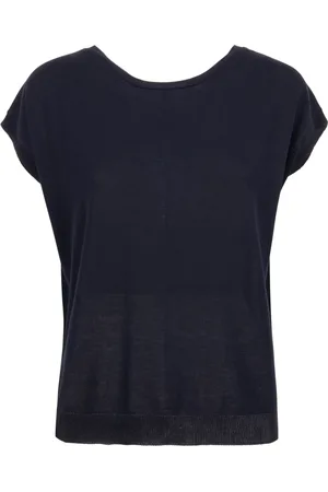 KANGRA CASHMERE Koszulki, Kobieta, Niebieski, S, Niebieski Sweter Bawełniany