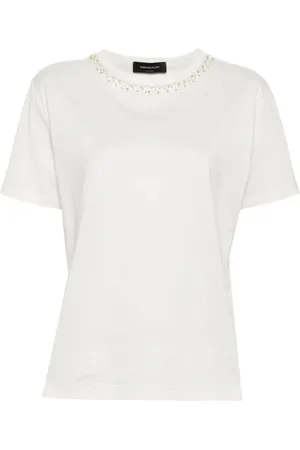 Fabiana Filippi Koszulki, Kobieta, Biały, 2XS, Bawełna, Stylowa Kolekcja T-Shirtów