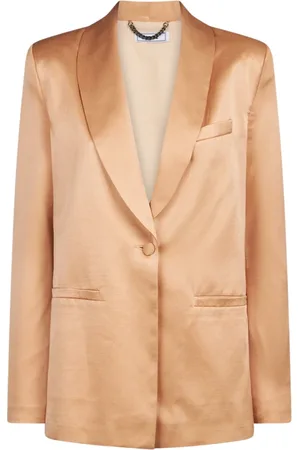 JIJIL Kurtki, Kobieta, brązowy, S, Bawełna, Satinowy Terracotta Blezer z Kołnierzem Szalowym