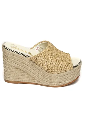 Espadrilles Buty, Kobieta, Beżowy, 40 EU, Beżowe Sandały na Lato