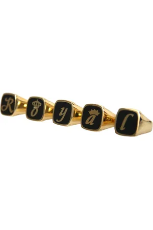 Dolce & Gabbana Akcesoria, Kobieta, Żółty, ONE SIZE, Zestaw Pierścieni Royal Enamel