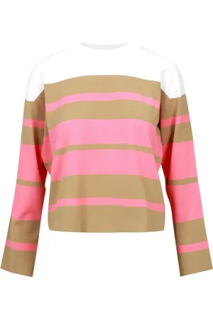 Kaos Bluzy, Kobieta, Wielobarwność, L, Paski Bawełniane Swetry z Okrągłym Dekoltem