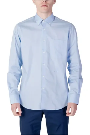 ALVIERO MARTINI 1A CLASSE Koszule, Mężczyzna, Niebieski, L, Casual Koszula Długi Rękaw Kolekcja Wiosna/Lato