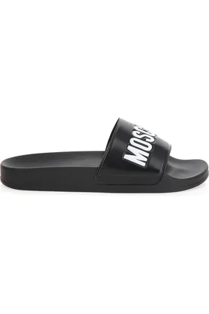 Moschino Buty, Mężczyzna, Czarny, 41 EU, Czarne Logo Gumowe Basenowe Klapki