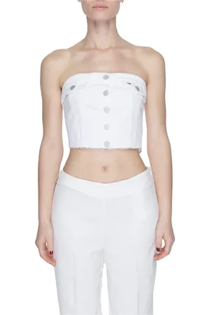 Tommy Hilfiger Koszulki, Kobieta, Biały, L, Biały Damski Top z Guzikami