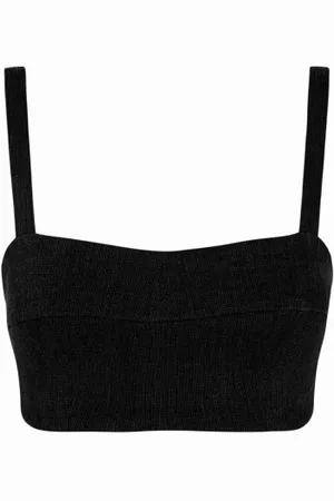 Cortana Koszulki, Kobieta, Czarny, M, Grow, top bustier z czarnego lnu i wiskozy