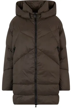 Canadian Classics Kurtki, Kobieta, brązowy, L, Nylon, Brązowa Oversize Kurtka z Kapturem