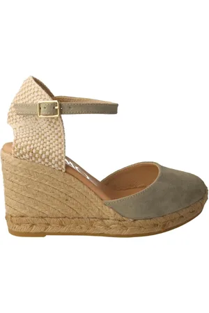 Gaimo Buty, Kobieta, Wielobarwność, 36 EU, Zamsz, Zielone Espadryle na Koturnie z Zamszu dla Kobiet