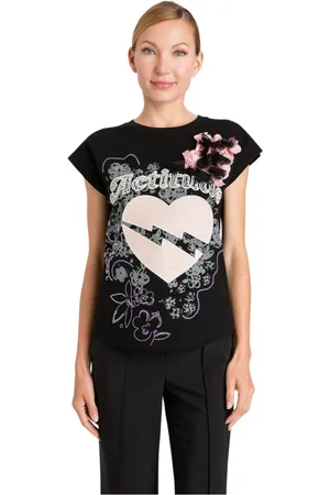 Twin-Set Koszulki, Kobieta, Wielobarwność, L, T-shirt i Polo z kwiatowym sercem