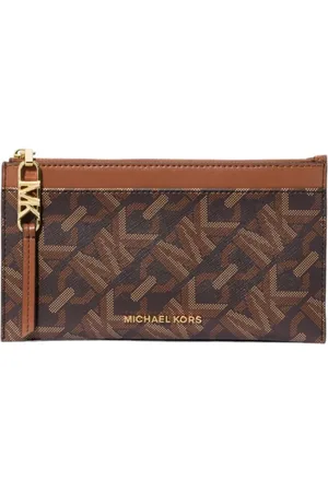 Michael Kors Akcesoria, Kobieta, Wielobarwność, ONE SIZE, Etui na karty z zamkiem Brąz/Luggage