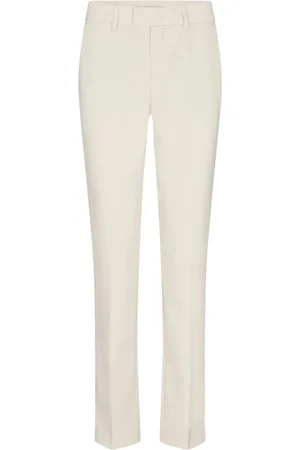 Mos Mosh Spodnie, Kobieta, Beżowy, 2XL, Eleganckie Spodnie Slim-Fit w Kolorze Ecru