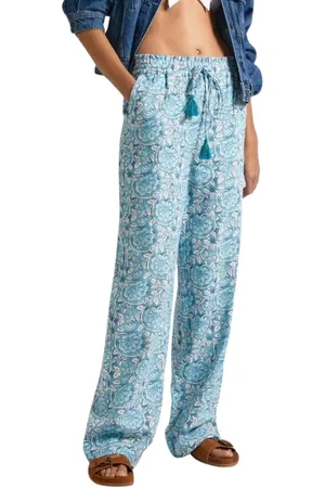 Pepe Jeans Spodnie, Kobieta, Wielobarwność, M, Rayon, Kwiatowe Spodnie Palazzo