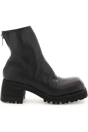 GUIDI Buty, Kobieta, Czarny, 37 EU, Wintage Skórzane Botki z Kwadratowym Noskiem
