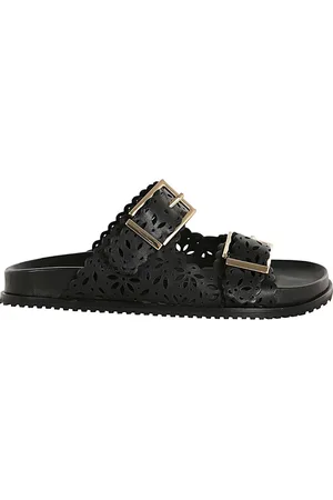 Twin-Set Buty, Kobieta, Czarny, 36 EU, Czarna Sandałki z dwiema paskami