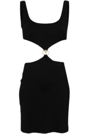 Moschino Sukienki, Kobieta, Czarny, L, Czarna Metaliczna Sukienka z Wycięciami