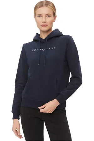 Tommy Hilfiger Bluzy, Kobieta, Niebieski, S, Bawełna, Bluza z haftowanym logo - Niebieska
