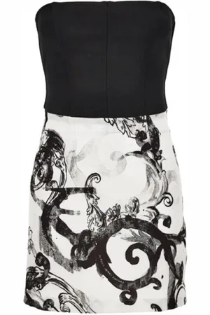 VERSACE Sukienki, Kobieta, Wielobarwność, S, Len, Krótka sukienka w barokowym stylu