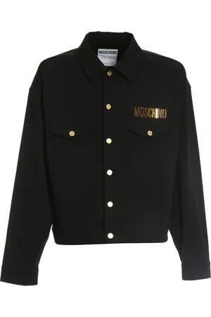 Moschino Kurtki, Mężczyzna, Czarny, M, Denim, Czarna Kurtka Denimowa z Złotym Logo