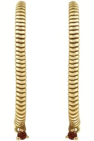 Dorothée Sausset Akcesoria, Kobieta, Żółty, ONE SIZE, Złote kolczyki z granatem