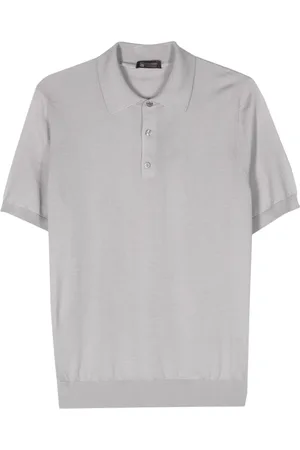 COLOMBO Koszulki, Mężczyzna, Szary, L, Kaszmir, Luksusowy Cashmere Silk Polo Shirt
