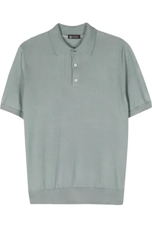 COLOMBO Koszulki, Mężczyzna, Zielony, 3XL, Kaszmir, Luksusowy Cashmere Silk Polo Shirt