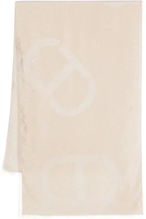 Twin-Set Akcesoria, Kobieta, Beżowy, ONE SIZE, Paietowa Stola Owalna
