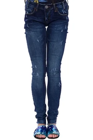 ONE TEASPOON Jeansy, Kobieta, Niebieski, W28, Ciemnoniebieskie Skinny Jeansy z Przecięciami na Kolanach