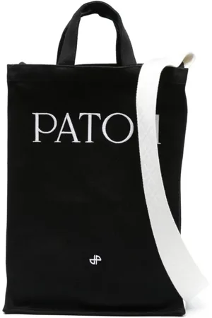 Patou Torebki, Kobieta, Czarny, ONE SIZE, Czarna Torba z Kanwy z Logo
