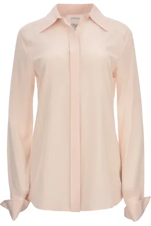 Sportmax Bluzki, Kobieta, Różowy, L, Jedwabna koszula Slim Fit