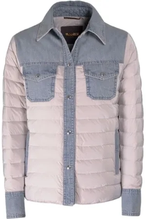MOORER Kurtki, Kobieta, Biały, XS, Denim, Nowoczesna puchowa kurtka w perle