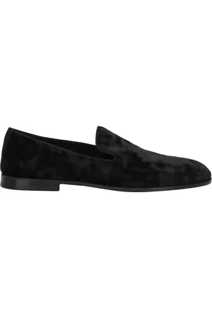 Dolce & Gabbana Buty, Mężczyzna, Czarny, 43 EU, Mokasyny z aksamitu Czarne Made in Italy