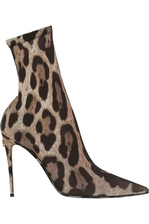 Dolce & Gabbana Buty, Kobieta, brązowy, 36 EU, Leopard-Print Stretch Fabric Boot