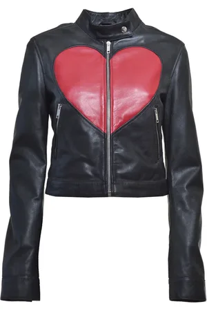Moschino Kurtki, Kobieta, Czarny, M, Czarna Skórzana Kurtka Biker
