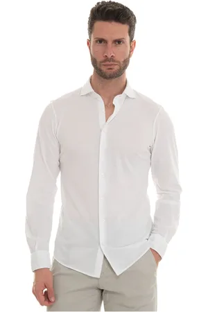 Gran Sasso Koszule, Mężczyzna, Biały, S, Polo Shirt z Teksturowanym Kołnierzem