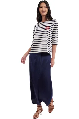 Inès de la Fressange Koszulki, Kobieta, Wielobarwność, M, Bawełna, Marianna biało/granatowa bluzka w paski