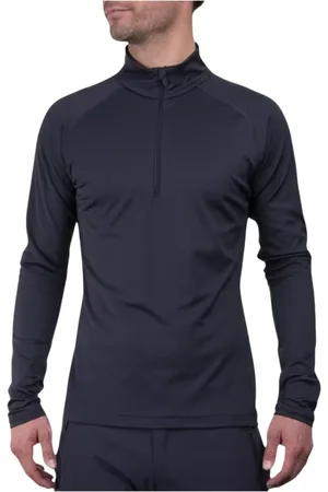 Kjus Swetry, Mężczyzna, Czarny, L, Len, Stylowy Sweter Deep Space Half Zip