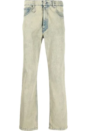Etudes Jeansy, Mężczyzna, Żółty, S, Bawełna, Żółte Jeansyy Straight-Leg z Ozdobnym Pierścieniem