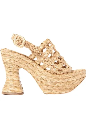 Paloma Barceló Buty, Kobieta, Beżowy, 40 EU, Skóra, Naturalna Raffia Wysoka Sandał