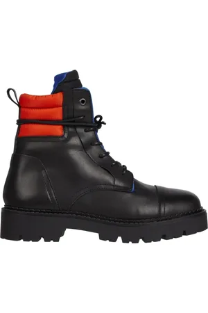 Tommy Hilfiger Buty, Mężczyzna, Czarny, 41 EU, Czarne Skórzane Buty na Sznurowadła