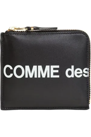 Comme des Garçons Akcesoria, Kobieta, Czarny, ONE SIZE, Portfel z Nadrukiem i Zamek