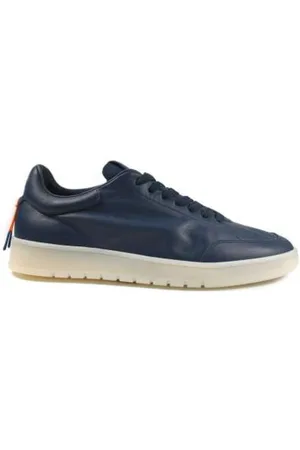 Barracuda Buty, Mężczyzna, Niebieski, 40 EU, Skóra, Granatowe Skórzane Sneakersy z Akcentami Koloru