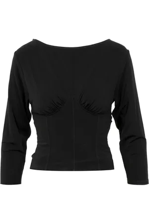 SIMONA CORSELLINI Koszulki, Kobieta, Czarny, M, Elegancki Czarny Top z Długim Rękawem