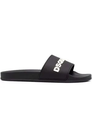 Dsquared2 Buty, Mężczyzna, Czarny, 40 EU, Czarne Logo Slides dla Mężczyzn