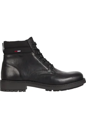 Tommy Hilfiger Buty, Mężczyzna, Czarny, 42 EU, Klasyczne Czarne Botki na Sznurowanie